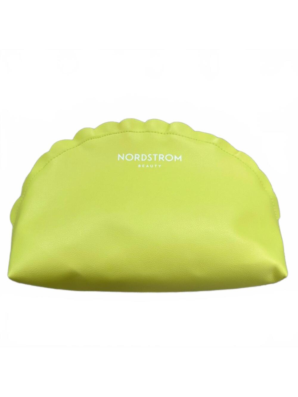 Nordstrom Beauty Cosmetic Makeup Bag Scallop Zip Top Bright Lime Beach